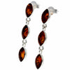 Load image into Gallery viewer, 925 Sterling Silver &amp; Baltic Amber 3 Stone Drop Earrings - 8162