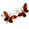 Load image into Gallery viewer, 925 Sterling Silver &amp; Baltic Amber Butterfly Studs Earrings - 8494