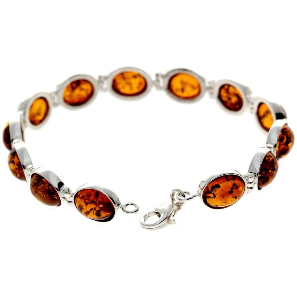 925 Sterling Silver & Baltic Amber Classic Link Bracelet - GL549