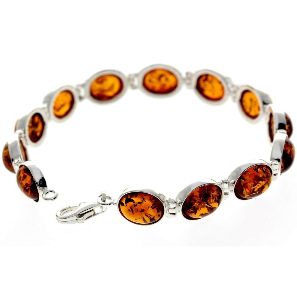 925 Sterling Silver & Baltic Amber Classic Link Bracelet - GL549