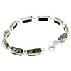 925 Sterling Silver & Genuine Baltic Amber Rectangular Modern Bracelet - GL508B