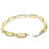 925 Sterling Silver & Genuine Baltic Amber Rectangular Modern Bracelet - GL508B