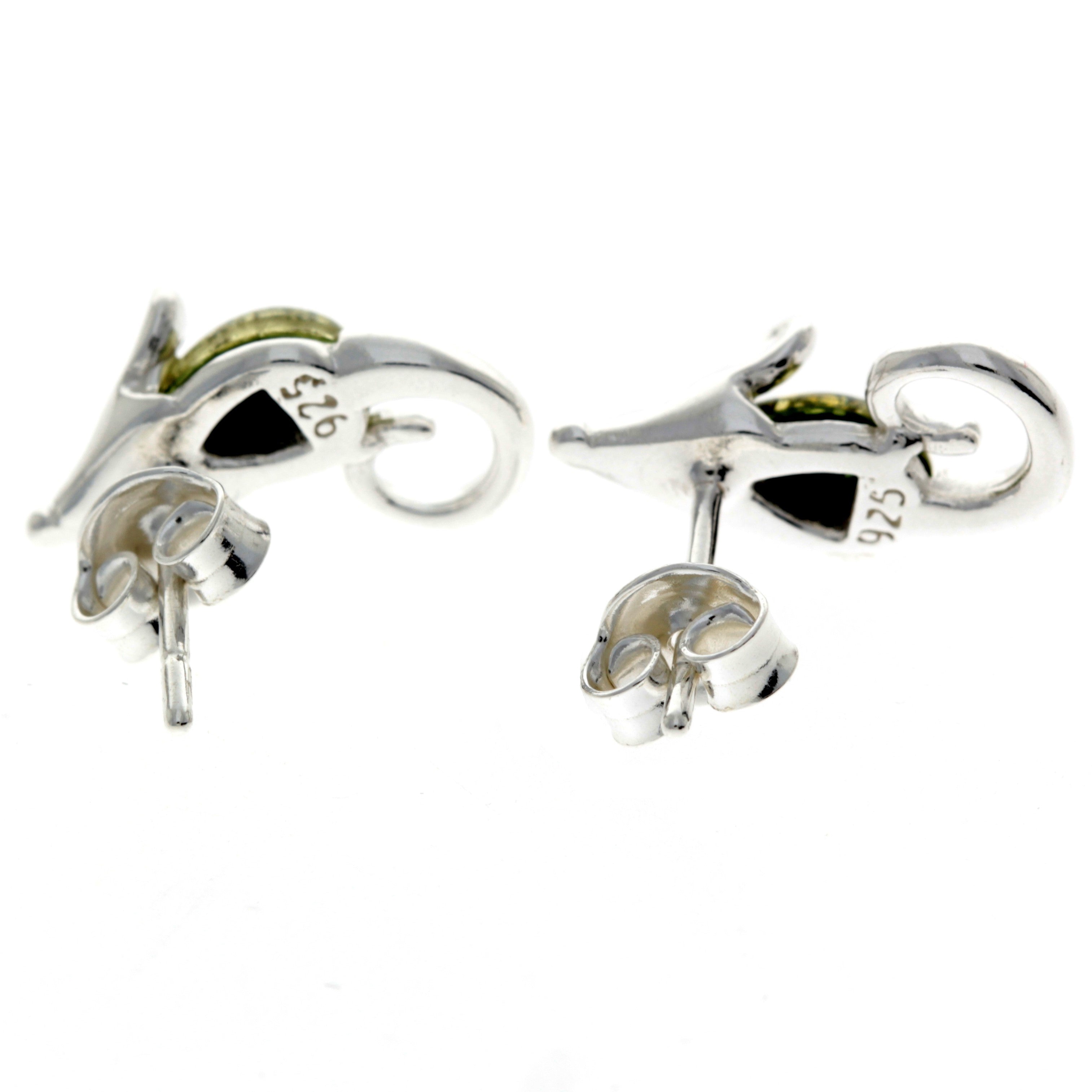 925 Sterling Silver & Baltic Amber Little Mouse Earrings - GL188