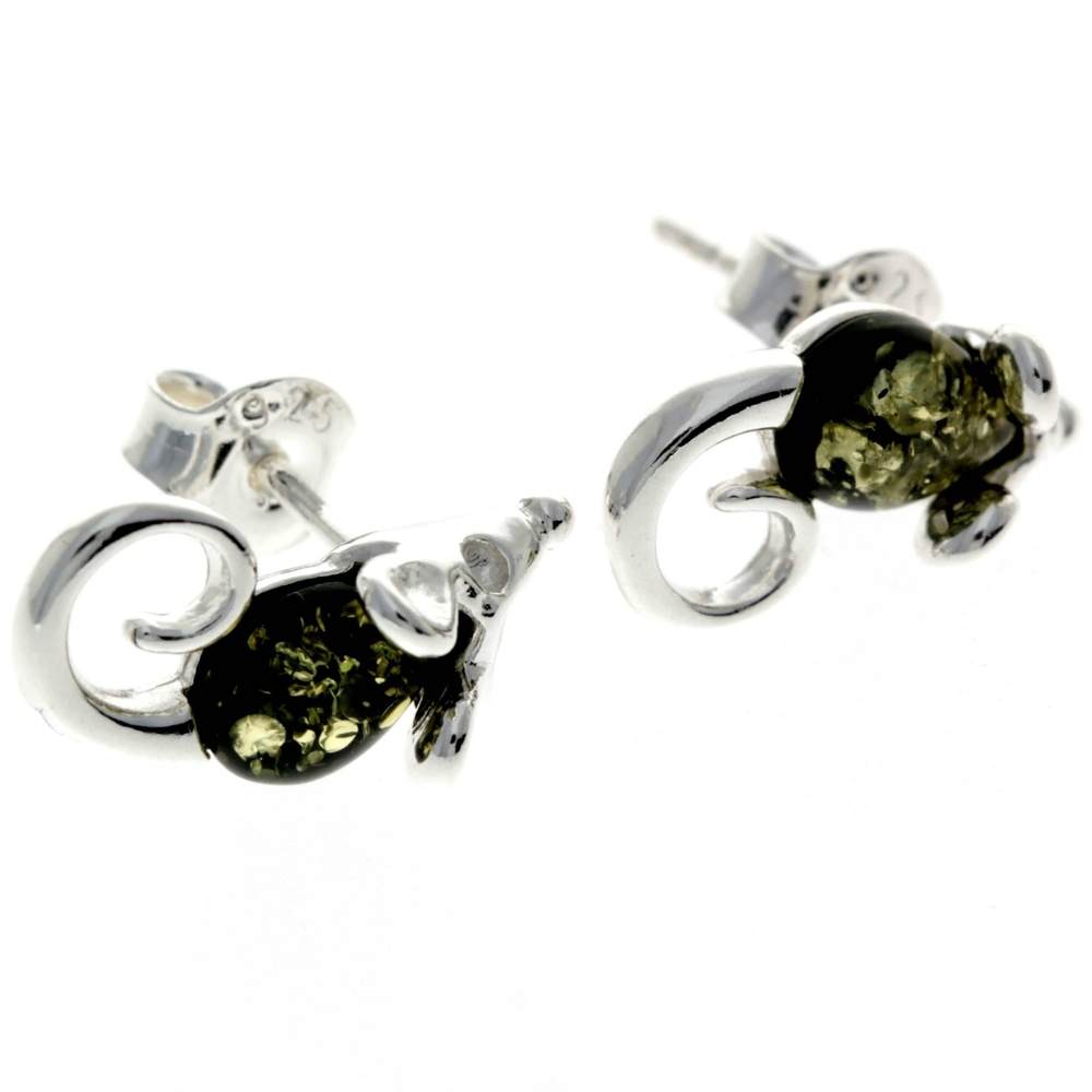 925 Sterling Silver & Baltic Amber Little Mouse Earrings - GL188