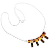 925 Sterling Silver & Genuine Baltic Amber Modern Necklace on Snake Chain with extender - 6166