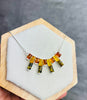 925 Sterling Silver & Genuine Baltic Amber Modern Necklace on Snake Chain with extender - 6166