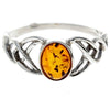 925 Sterling Silver & Baltic Amber Celtic Ring - 7482