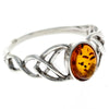 925 Sterling Silver & Baltic Amber Celtic Ring - 7482