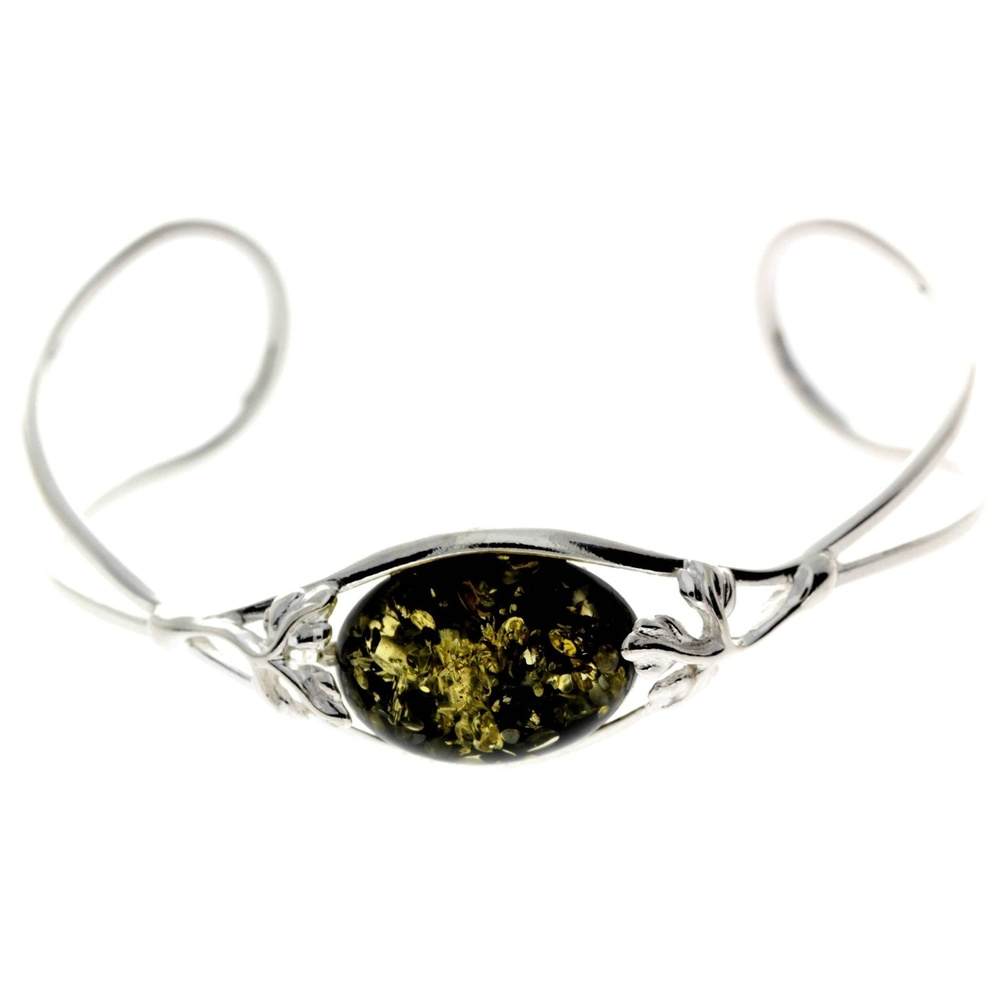 925 Sterling Silver & Baltic Amber Bangle - GL511