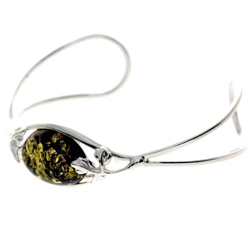 925 Sterling Silver & Baltic Amber Bangle - GL511