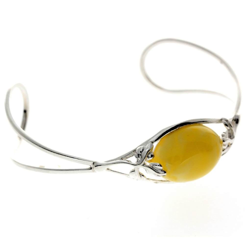 925 Sterling Silver & Baltic Amber Bangle - GL511