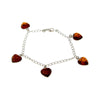 925 Sterling Silver & Baltic Amber Adjustable Hearts Link Bracelet - GL538