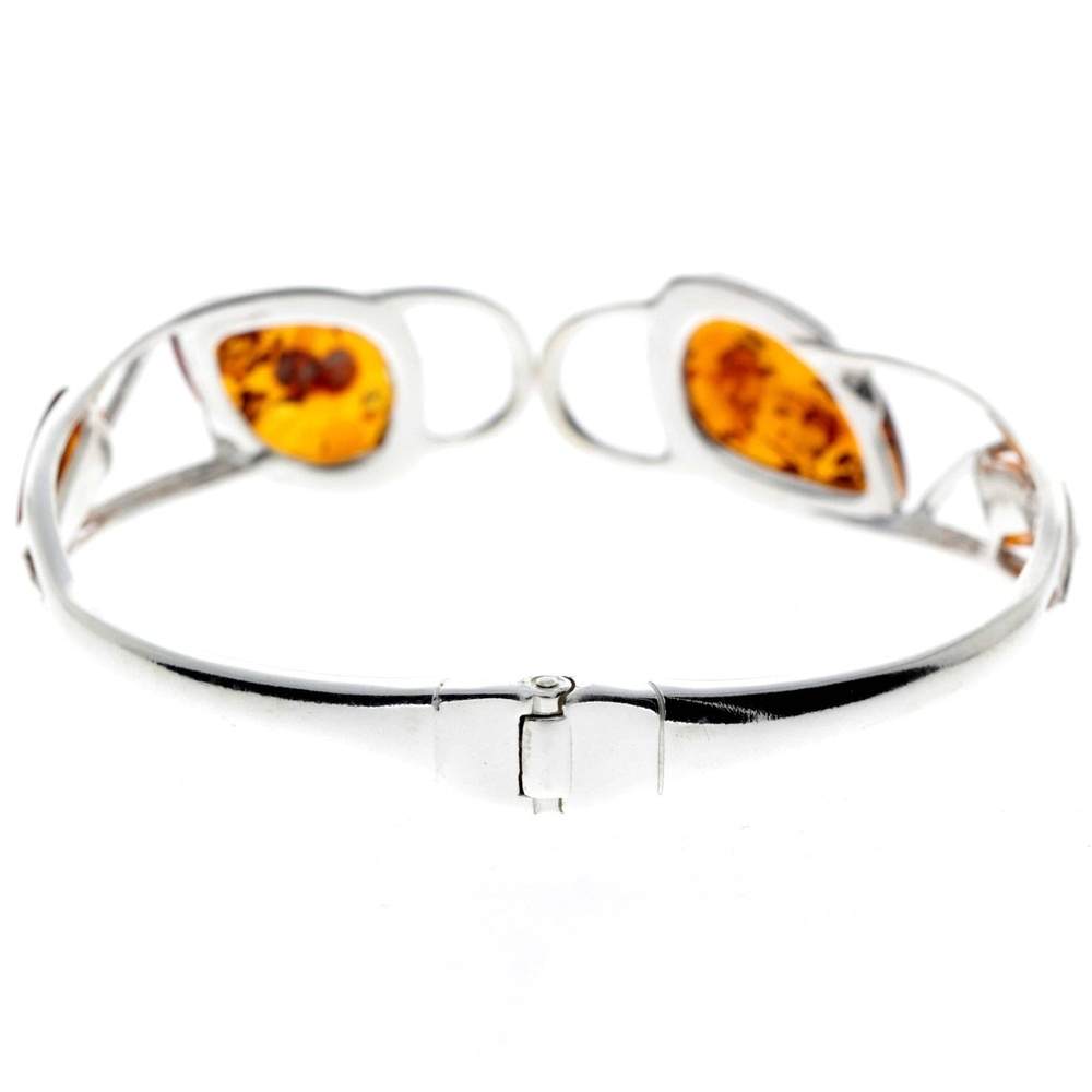 925 Sterling Silver & Baltic Amber Multi Stone Bangle - GL552