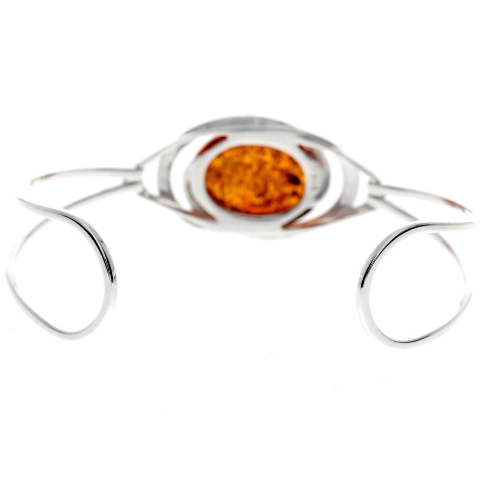 925 Sterling SIlver & Baltic Amber Classic Adjustable Bangle - GL553