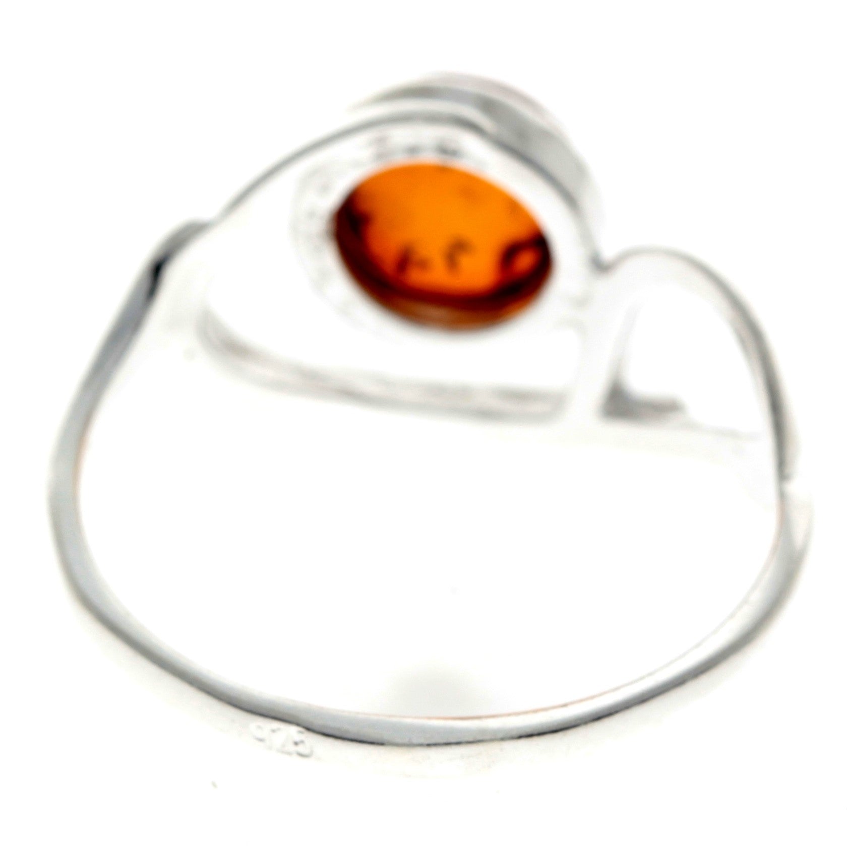 925 Sterling Silver & Baltic Amber Modern Designer Ring - 7537