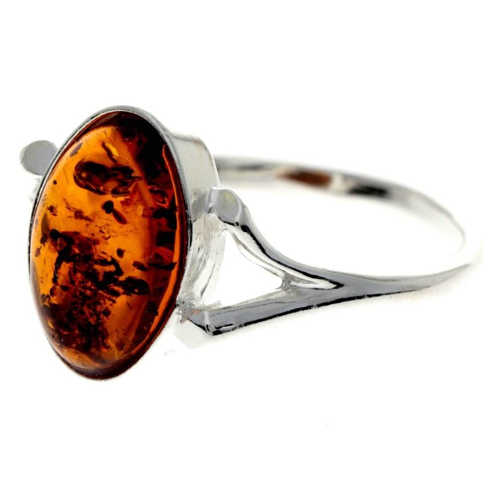 925 Sterling Silver & Baltic Amber Classic Designer Ring - 7108