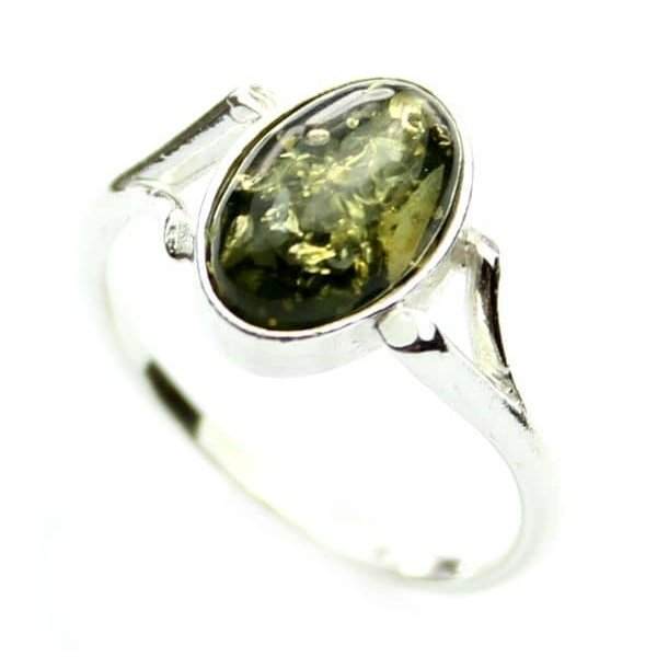 925 Sterling Silver & Baltic Amber Classic Designer Ring - 7108