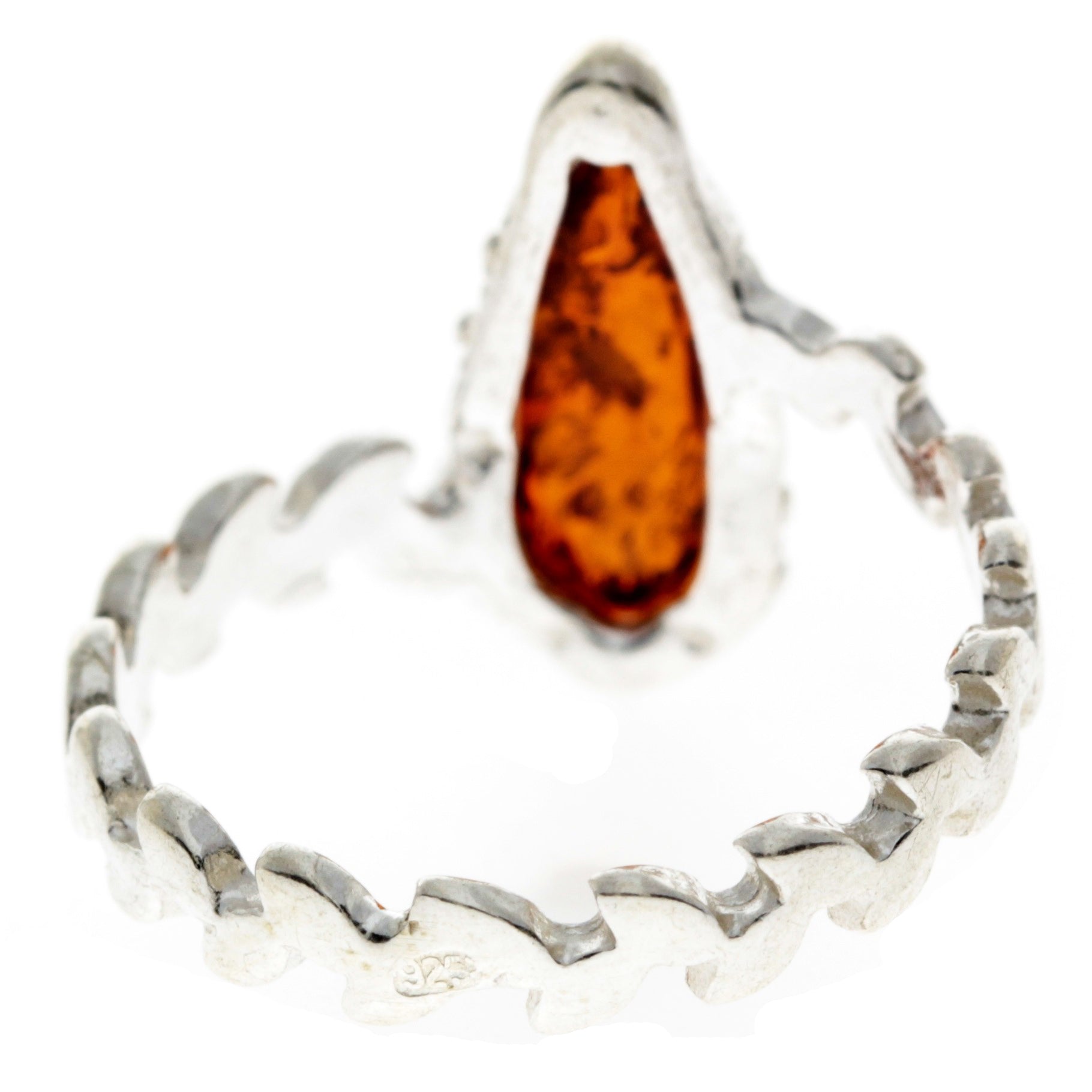 925 Sterling Silver & Baltic Amber Modern Designer Ring - G401