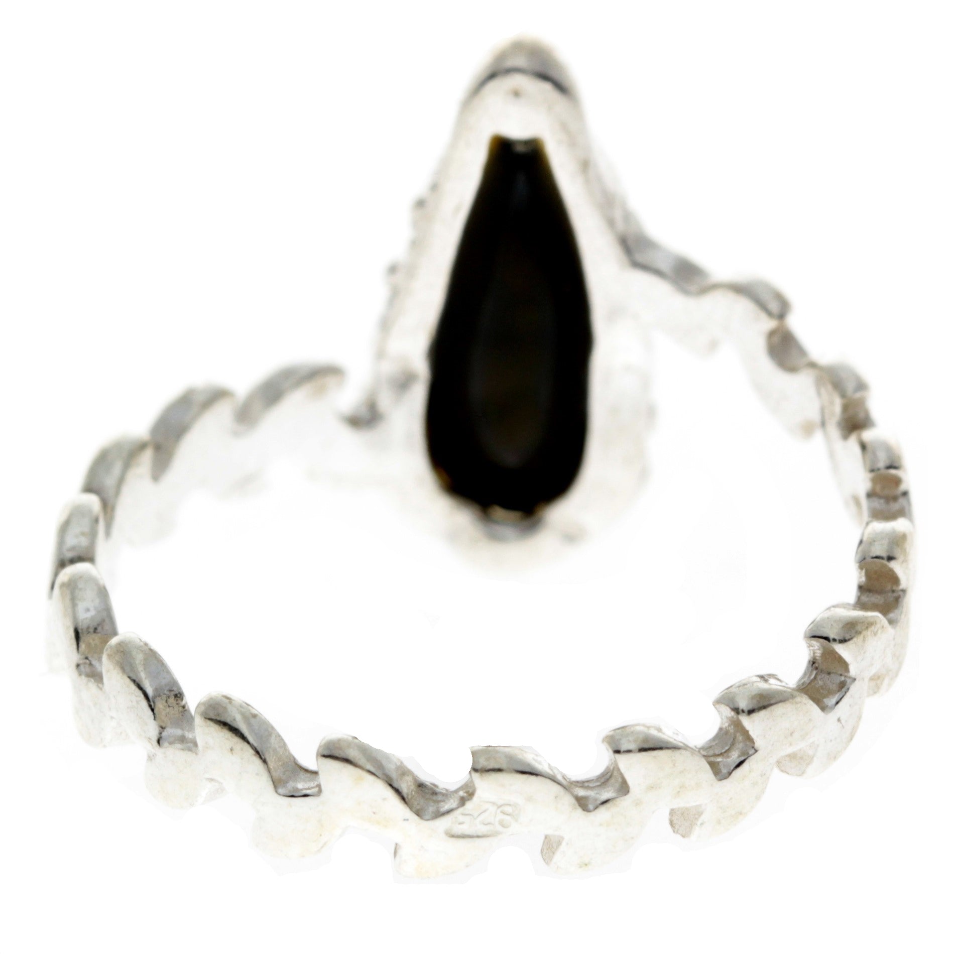 925 Sterling Silver & Baltic Amber Modern Designer Ring - G401