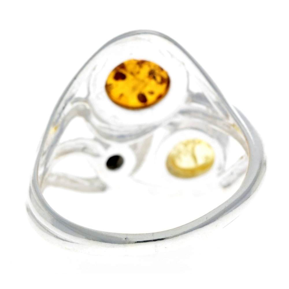 925 Sterling Silver & Baltic Amber Modern Designer Ring - GL486
