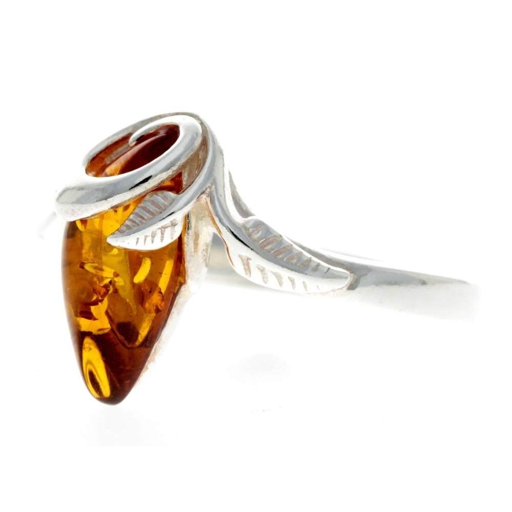 925 Sterling Silver & Baltic Amber Modern Designer Ring - GL717