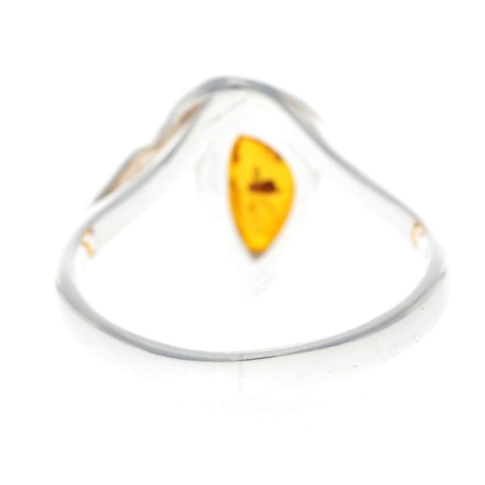 925 Sterling Silver & Baltic Amber Modern Designer Ring - GL717