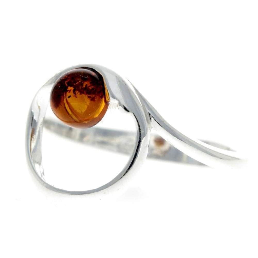 925 Sterling Silver & Baltic Amber Modern Designer Ring - GL718