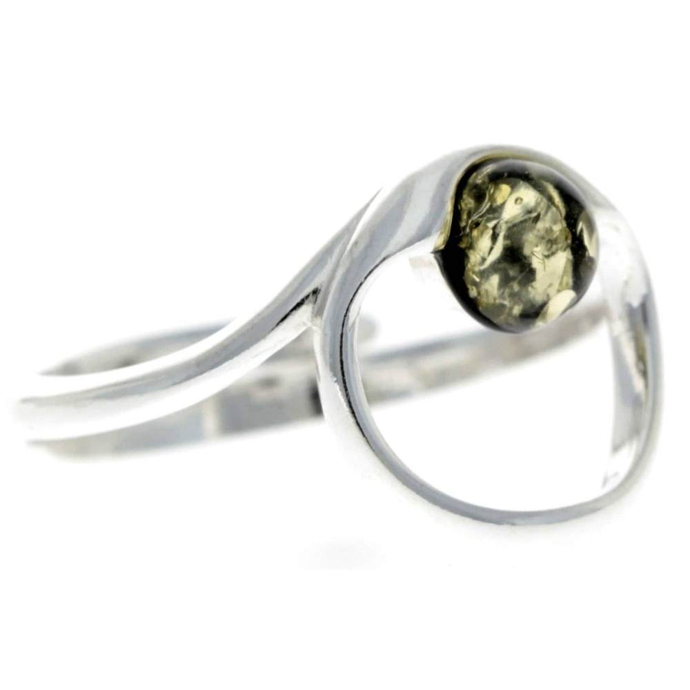 925 Sterling Silver & Baltic Amber Modern Designer Ring - GL718