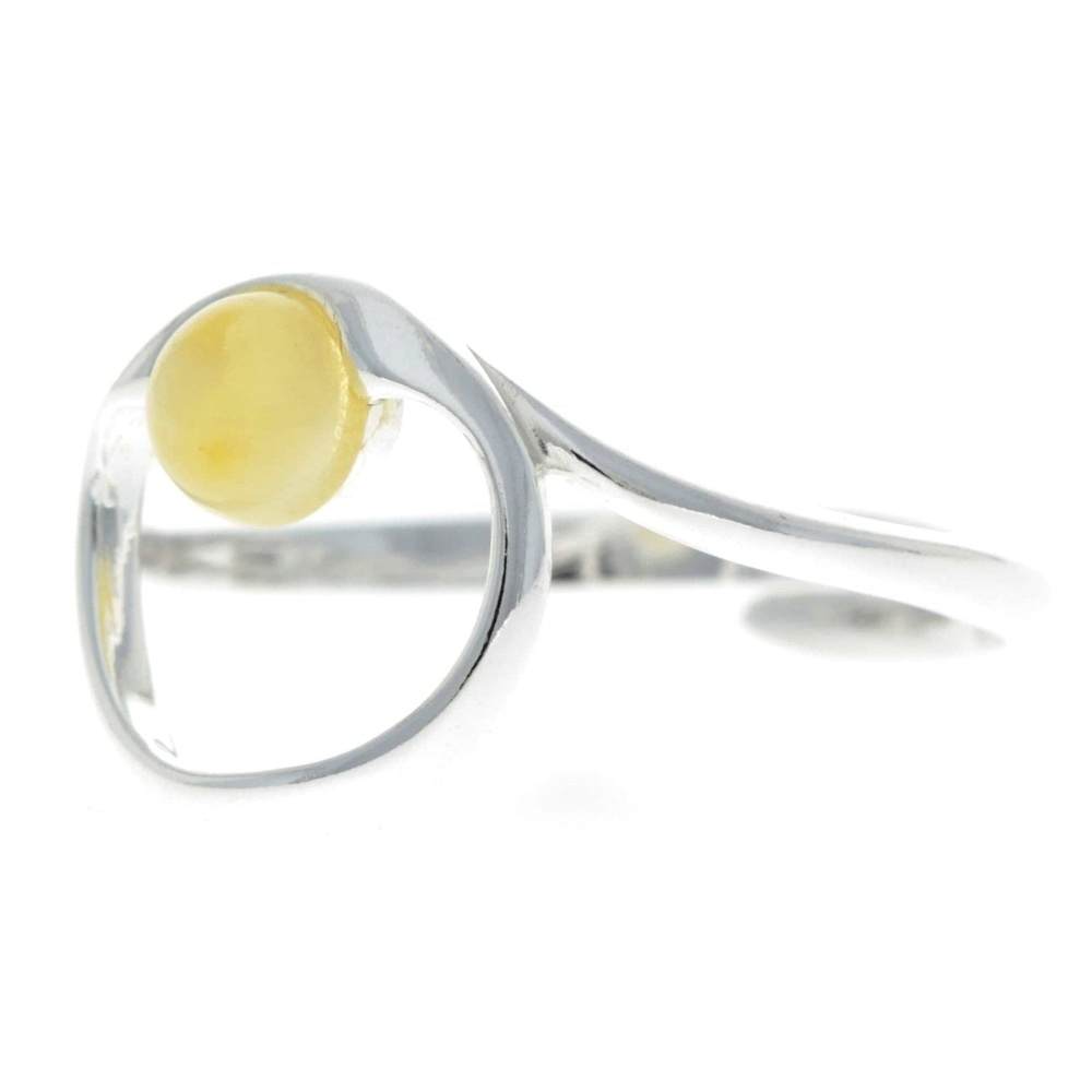 925 Sterling Silver & Baltic Amber Modern Designer Ring - GL718