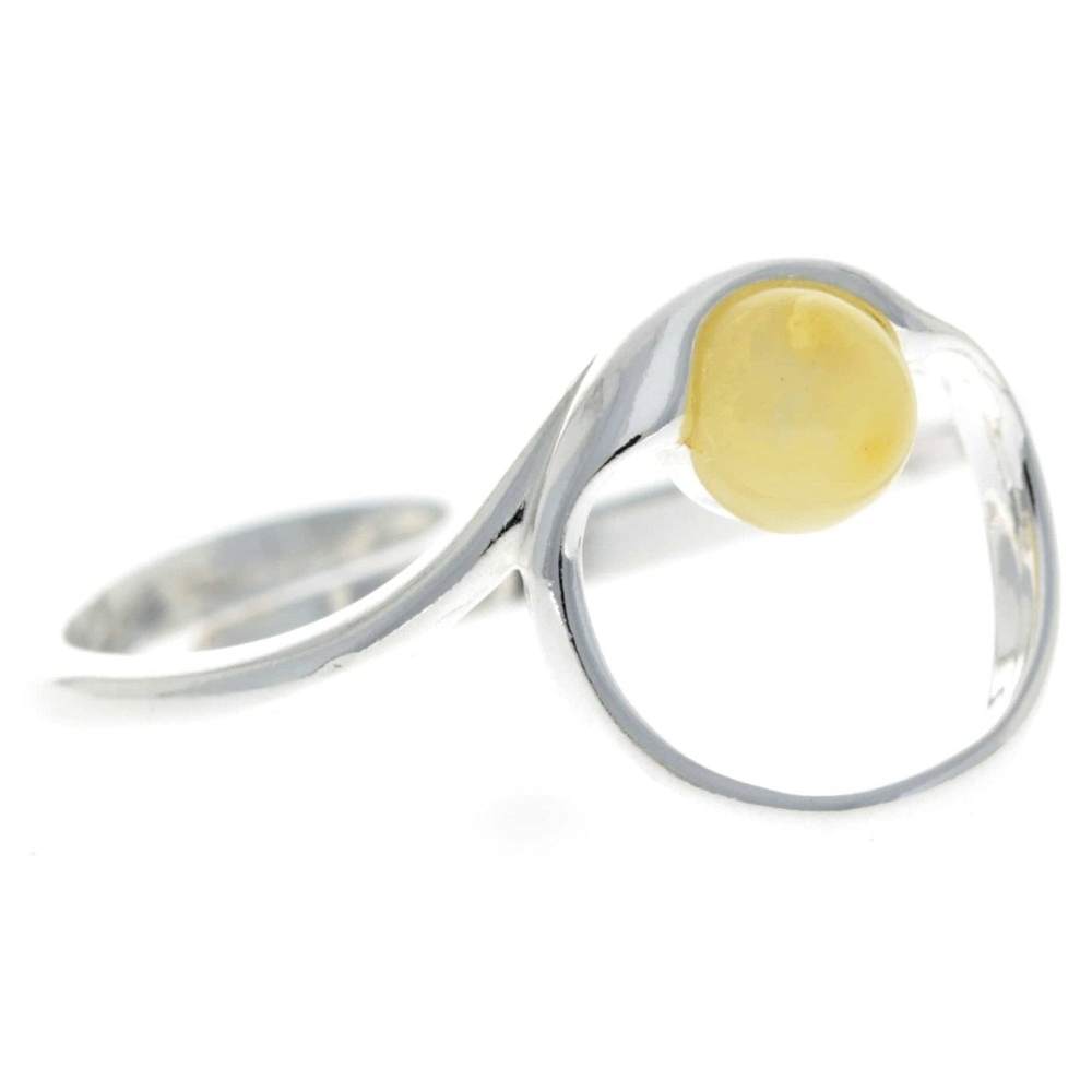 925 Sterling Silver & Baltic Amber Modern Designer Ring - GL718