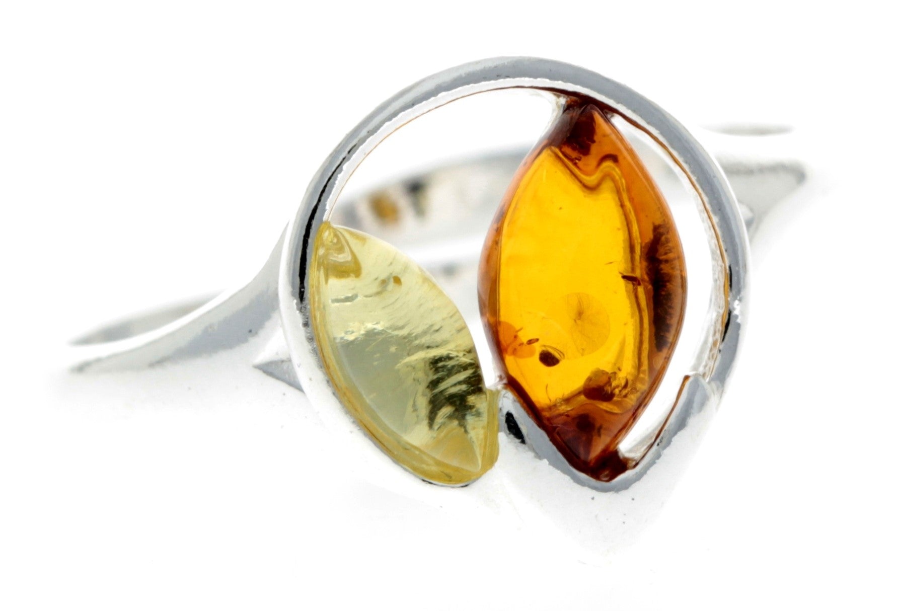 925 Sterling Silver & Baltic Amber Modern Designer Ring - GL724A