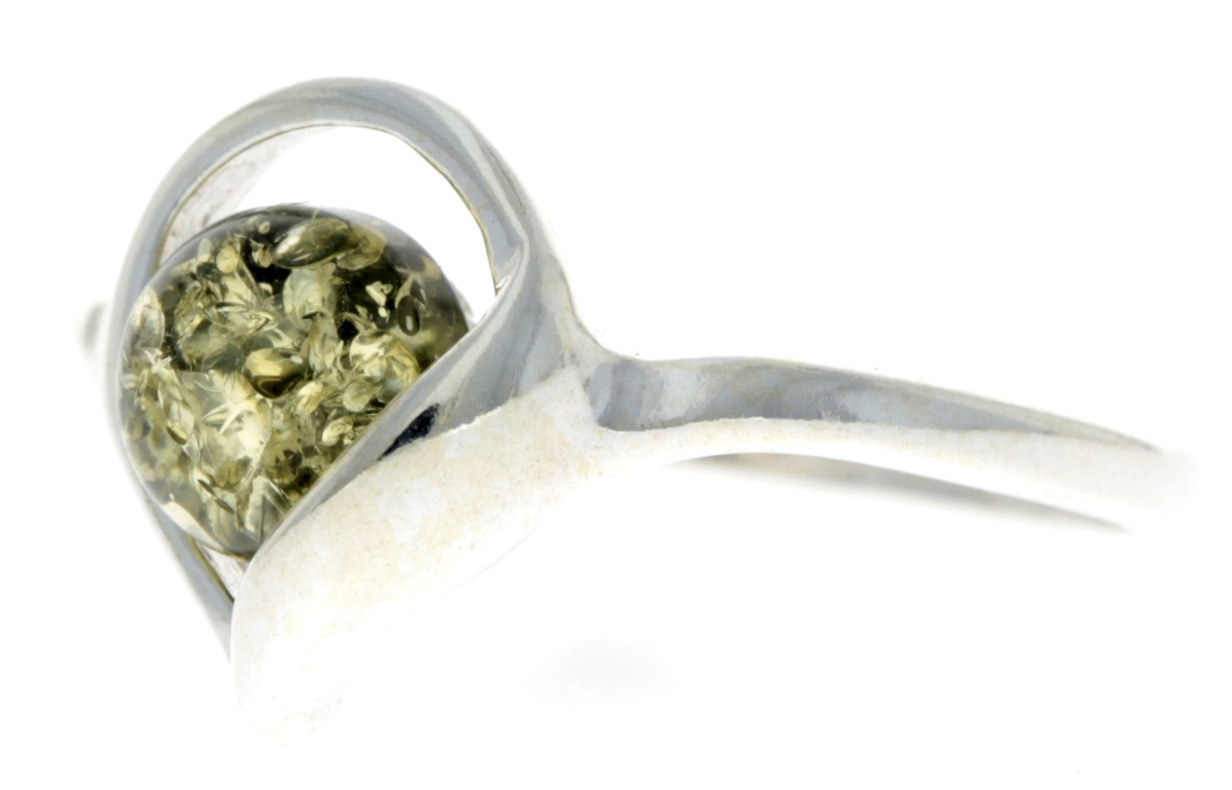925 Sterling Silver & Baltic Amber Modern Designer Ring - GL725