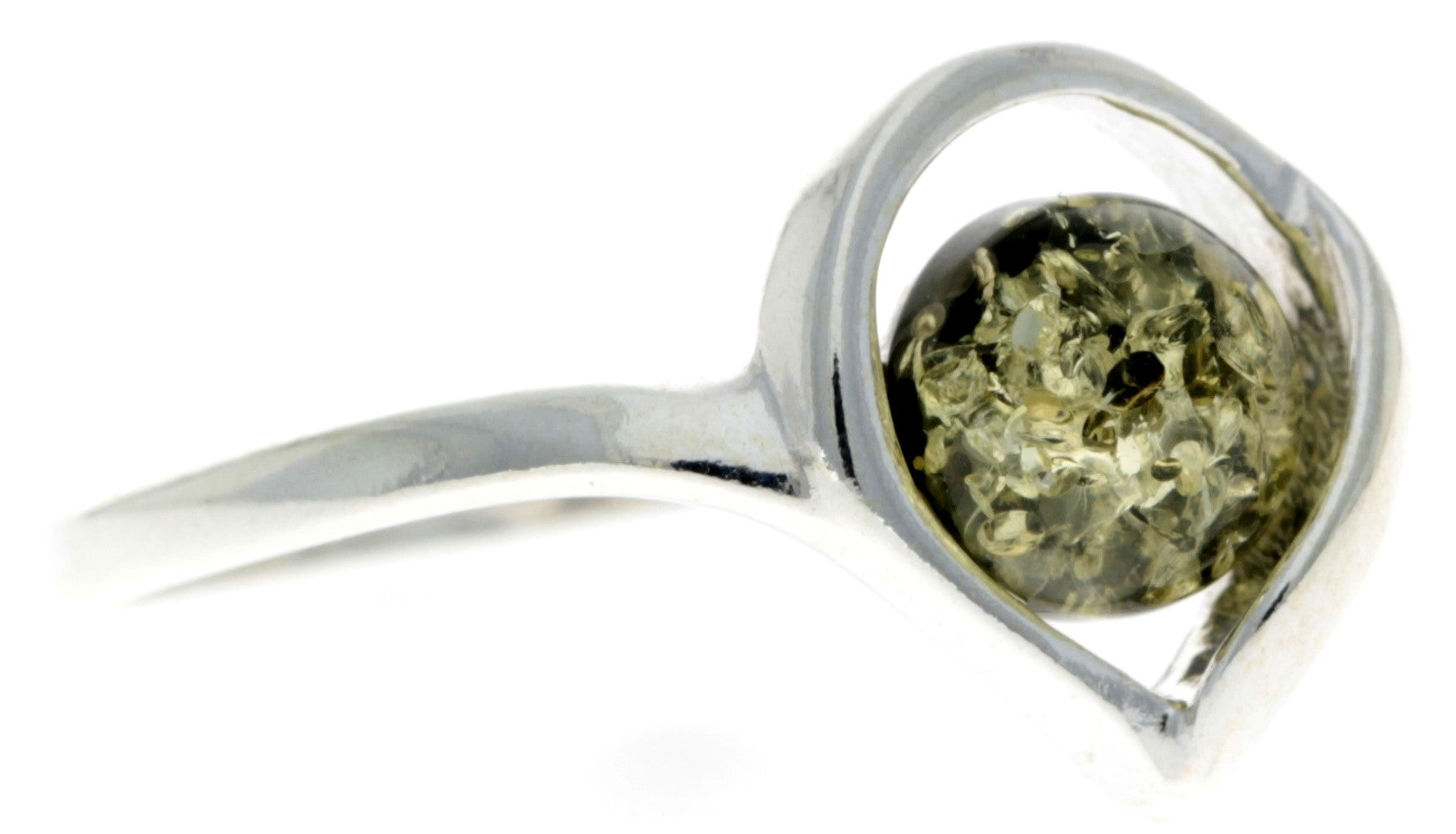925 Sterling Silver & Baltic Amber Modern Designer Ring - GL725