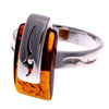 925 Sterling Silver & Baltic Amber Modern Designer Ring - GL492