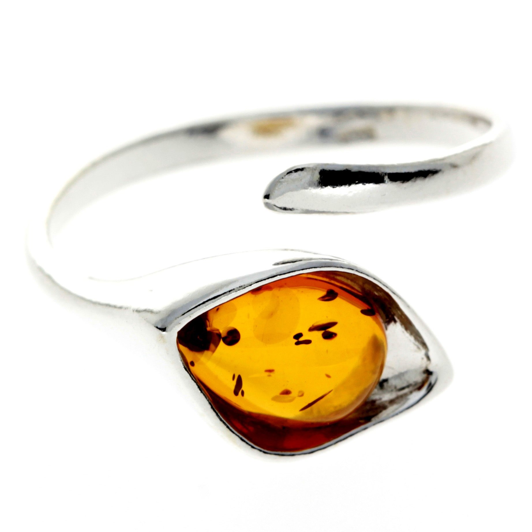 925 Sterling Silver & Baltic Amber Modern Designer Ring - GL728A2