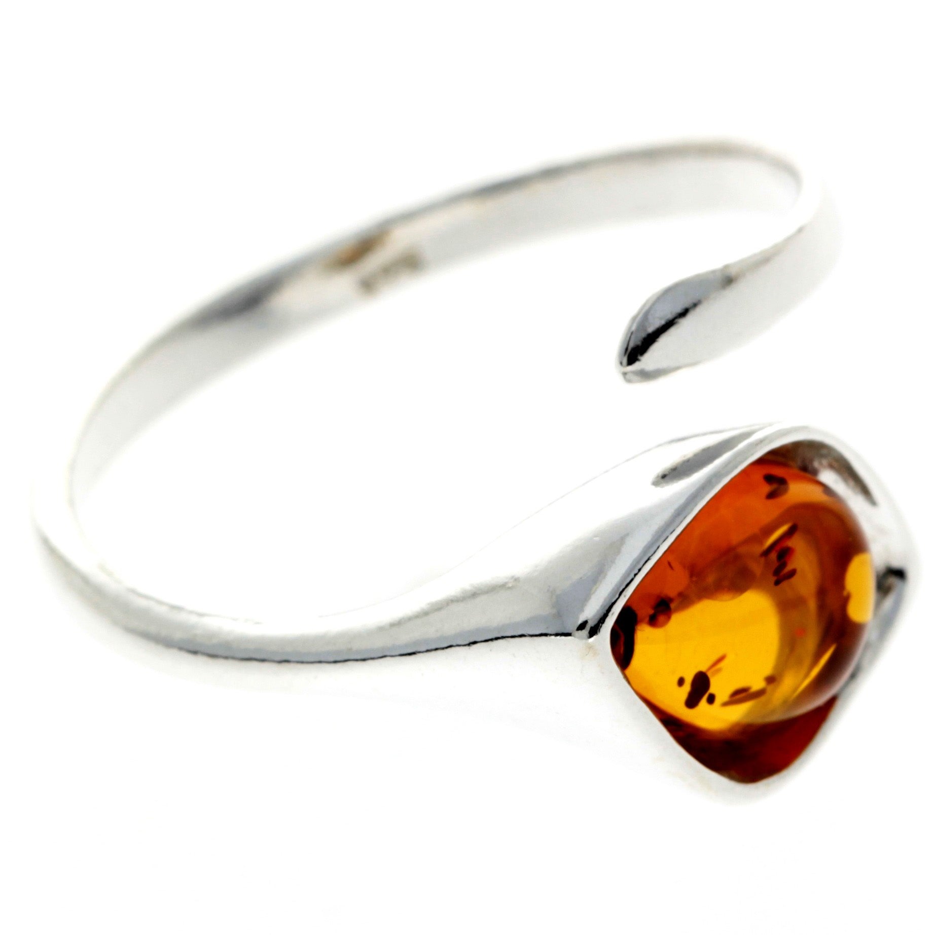925 Sterling Silver & Baltic Amber Modern Designer Ring - GL728A2