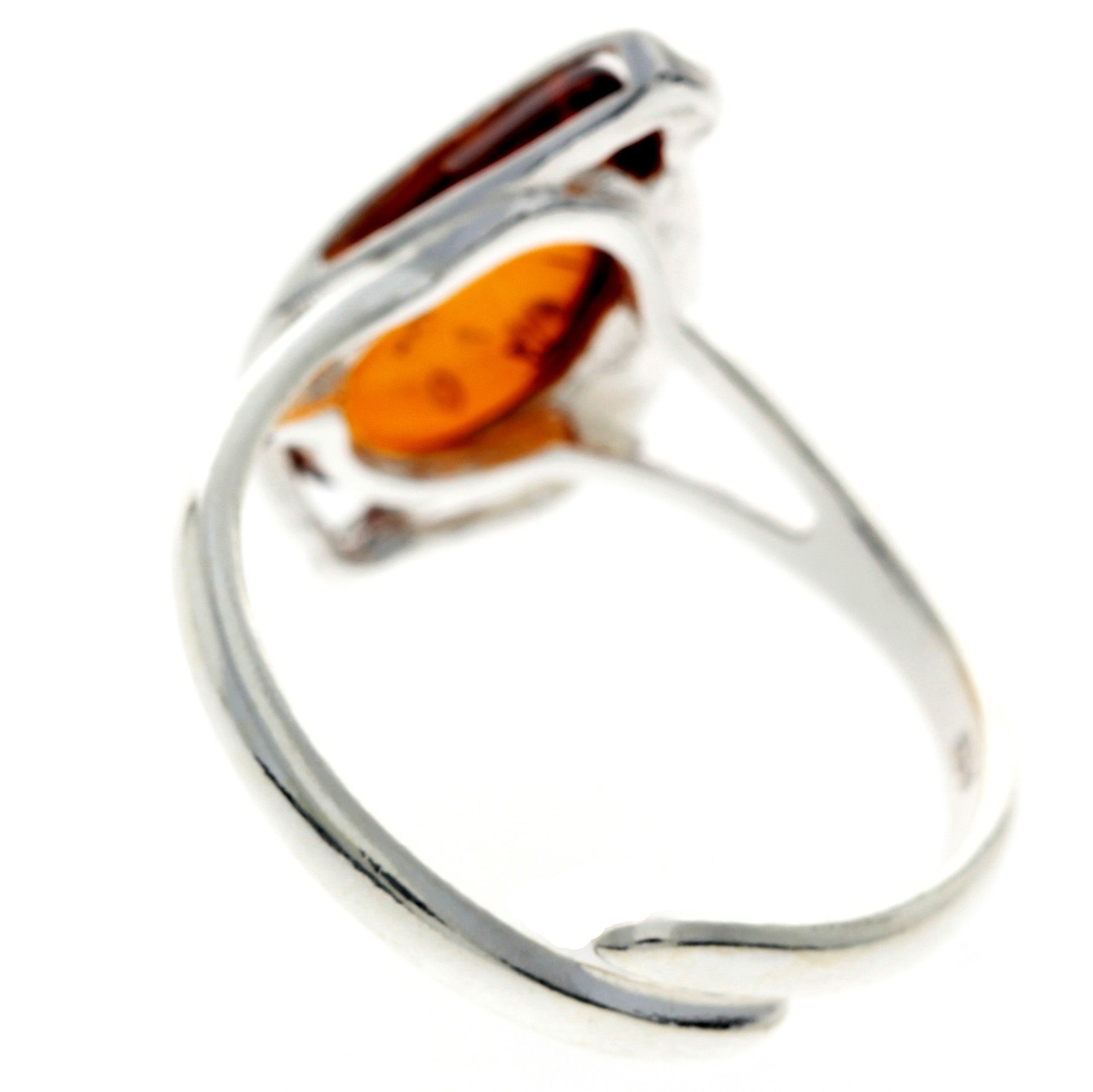 925 Sterling Silver & Baltic Amber Modern Designer Ring - GL730A