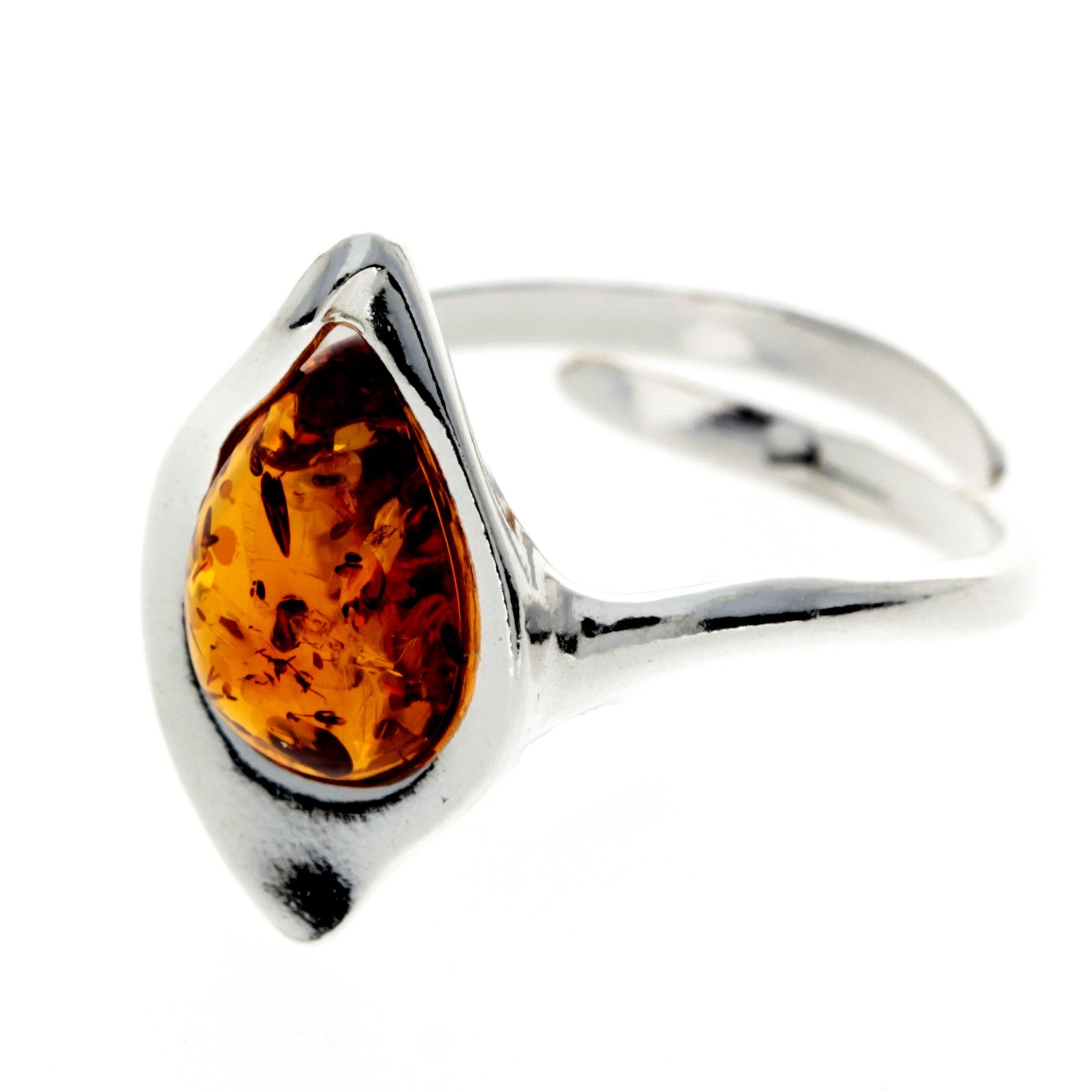 925 Sterling Silver & Baltic Amber Classic Designer Ring - GL735A