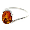925 Sterling Silver & Genuine Oval Baltic Amber Modern Ring - GL465