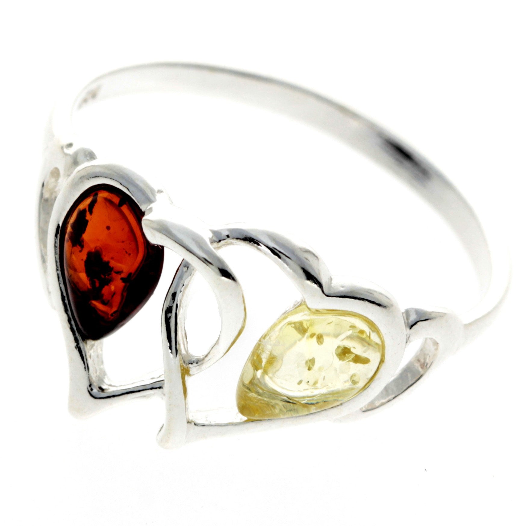 925 Sterling Silver & Baltic Amber Modern Designer Ring - GL713