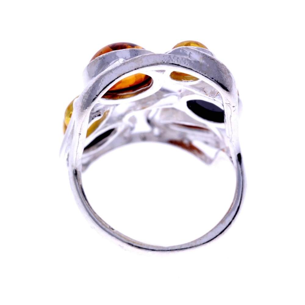 925 Sterling Silver & Baltic Amber Classic Designer Ring - 7176