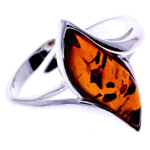 925 Sterling Silver & Baltic Amber Modern Designer Ring - GL410