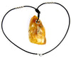 Genuine Massive Natural Amber Gemstone leather cord Luxurious necklace - NE0083