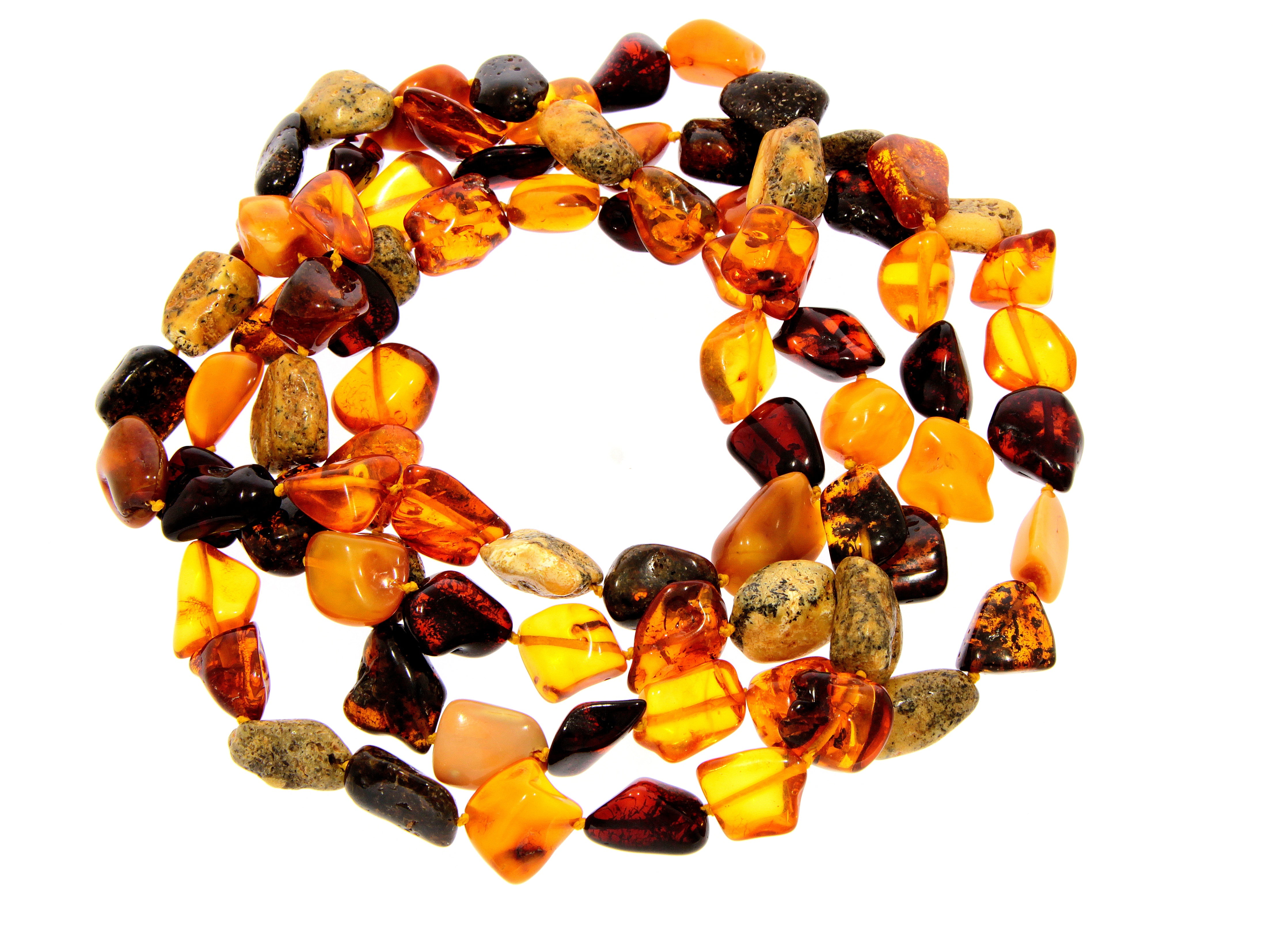 Genuine Baltic Amber Long Nuggets Luxurious Necklace - NE0186