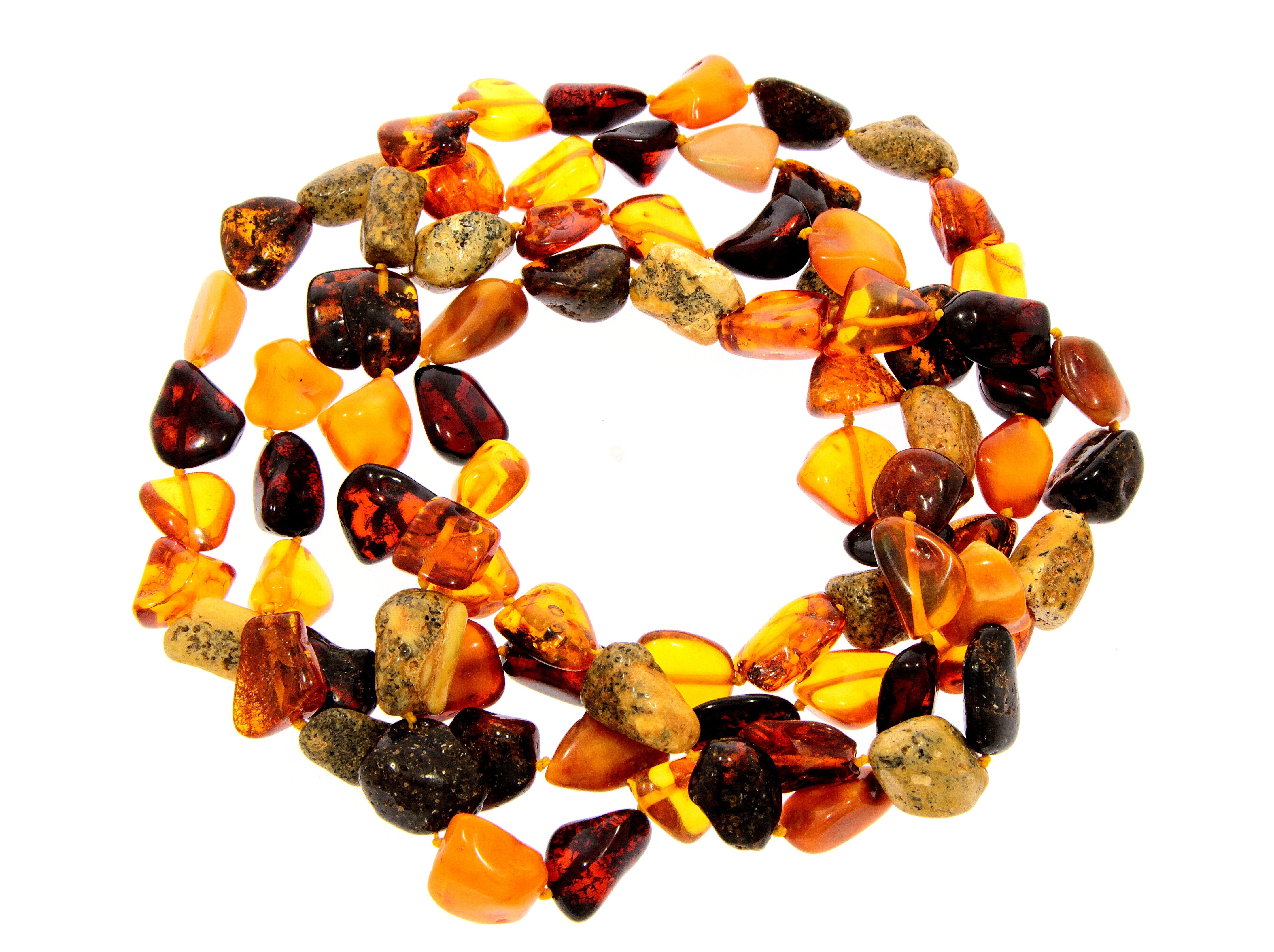 Genuine Baltic Amber Long Nuggets Luxurious Necklace - NE0186