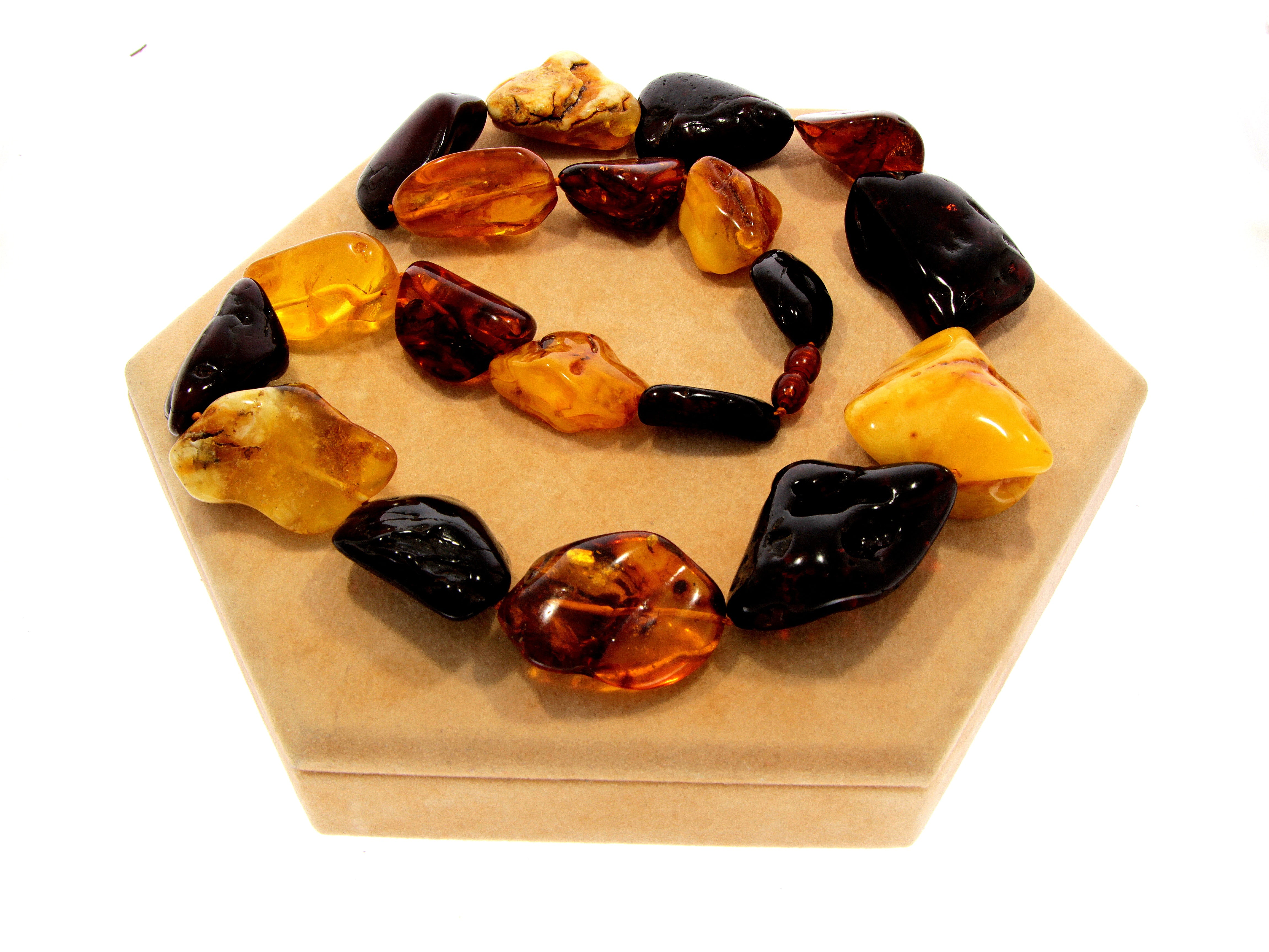 Genuine Multicoloured Baltic Amber Large Nuggets Luxurious Necklace - NE0163