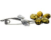 925 Sterling Silver & Baltic Amber Flower Brooch - 4015