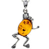 925 Sterling Silver & Baltic Amber Modern Frog Pendant - 1862V