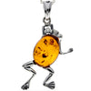 Load image into Gallery viewer, 925 Sterling Silver &amp; Baltic Amber Modern Frog Pendant - 1862V