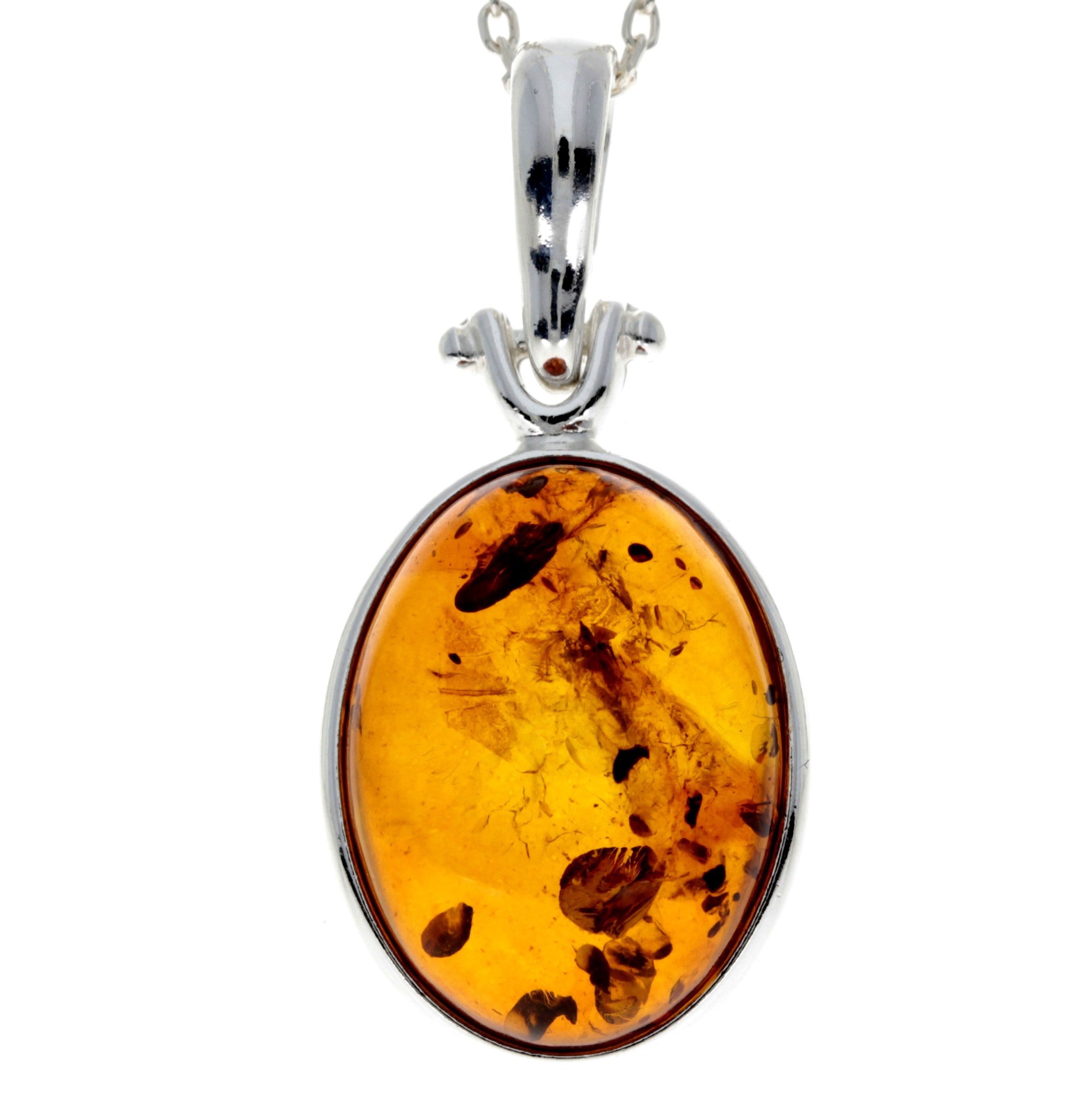 925 Sterling Silver & Baltic Amber Classic Large Pendant - 1522